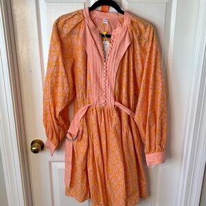 Chic Asymmetrical Dress in Peach and Gold